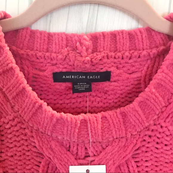 NWT American Eagle Pink Cable Knit Sweater - Picture 5 of 6